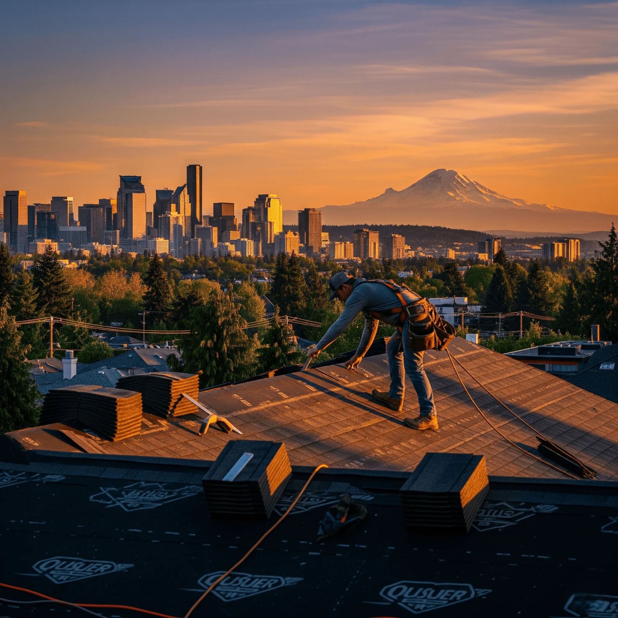 Everett roofing company — licensed roofer on residential roof